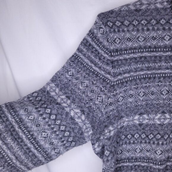 Vineyard Vines Sweater Womens Large Gray Heather Fairisle Hooded Merino Alpaca - Picture 3 of 11